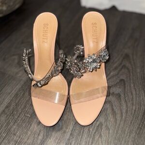 SCHUTZ Women's Crystal Embellished Peach Heels